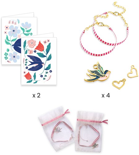 Djeco jewellery set beads bracelets Bird Ribbons children-2