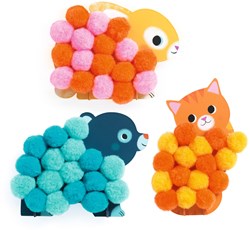 Djeco collage craft animals and pompoms - creative toy set FSC