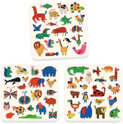 Djeco stickers animals felt 60 pieces - creative craft set FSC