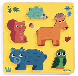 Djeco wooden shape puzzle Frimours - animal puzzle 5 pieces