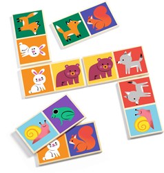 Djeco wooden educational game Domino Wood - FSC 100% forest animals