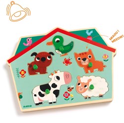 Djeco wooden sound puzzle Ouaf woof - farm animals FSC