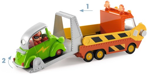 Djeco toy car Crazy truck tow truck with platform-3