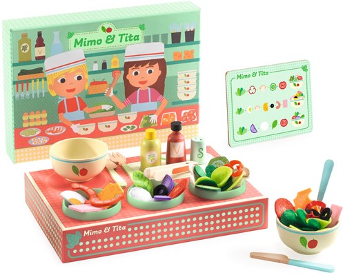 Djeco toy salad bar Mimo & Nina - wooden playset FSC 100%