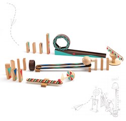 Djeco wooden chain reaction toy Zig & Go Roll 28 pieces FSC