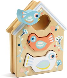 Djeco wooden baby toy shape sorter BabyBirdy pastel