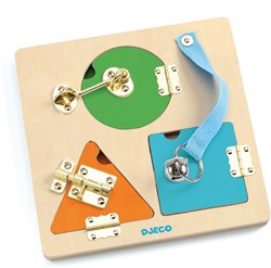 Djeco wooden baby toy LockBasic - motor skills toy FSC