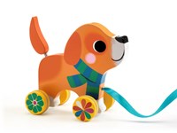 Djeco wooden pull-along toy Lou - colorful FSC dog baby toy-2