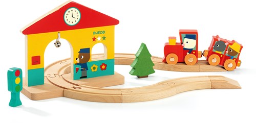Djeco wooden train set baby colors minitrain FSC 100% toy-2