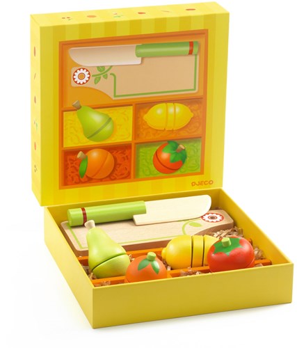 Djeco kitchen toy wooden fruit and vegetable cutting set FSC 100%