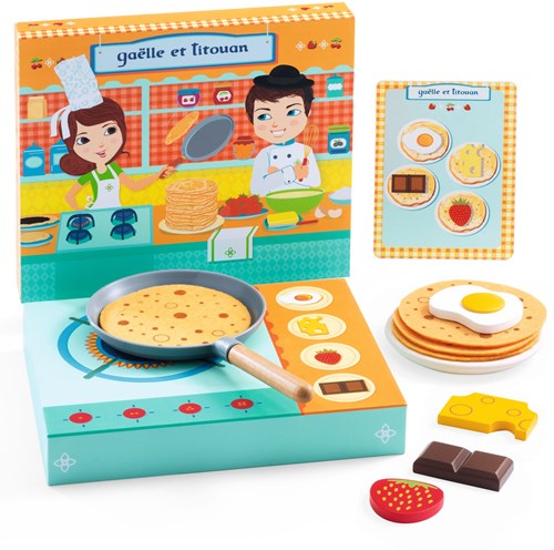 Djeco kitchen toy pancake set Gaëlle & Titouan FSC wood