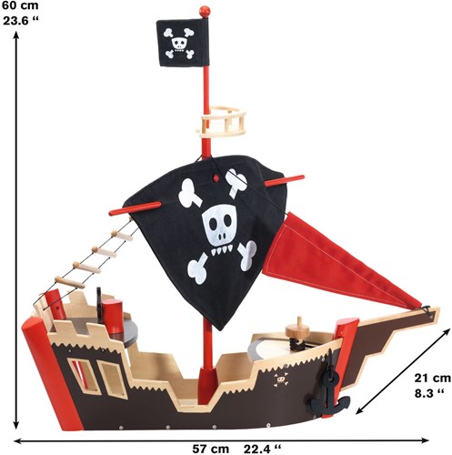 Djeco pirate ship wooden toy - Arty Toys FSC pirate boat-3