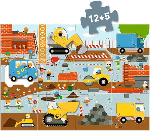 Djeco puzzle construction site - giant puzzle 12+5 pieces-2