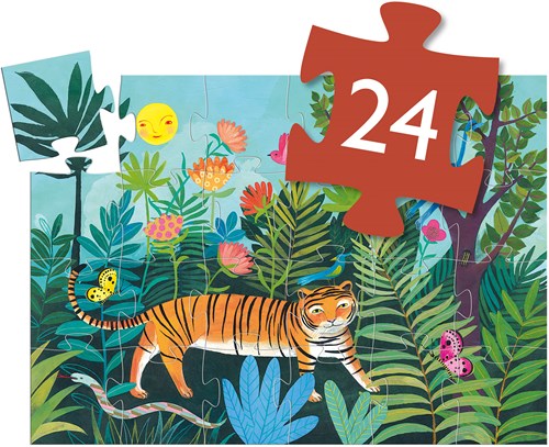 Djeco puzzle tiger - silhouette animal puzzle 24 pieces kids puzzle-2