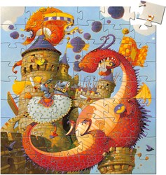 Djeco silhouette puzzle knight and dragon - 54 pieces - kids jigsaw