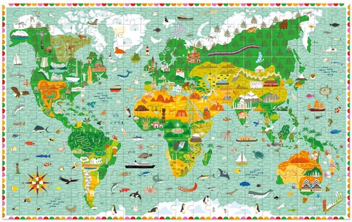 Djeco observation puzzle world map 200 pieces with booklet