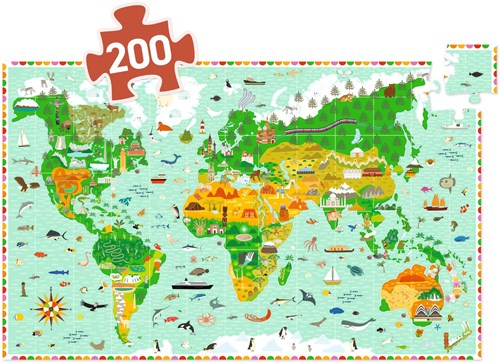 Djeco observation puzzle world map 200 pieces with booklet-2