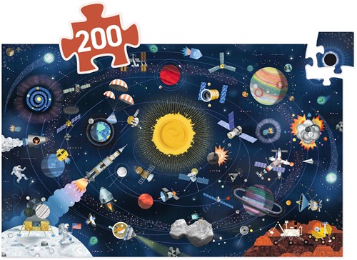 Djeco puzzle space 200 pieces with booklet - educational toy-2