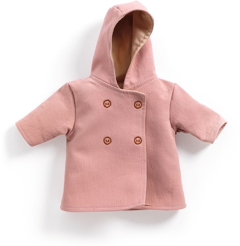 Djeco doll clothing Hooded coat pink - baby doll accessory