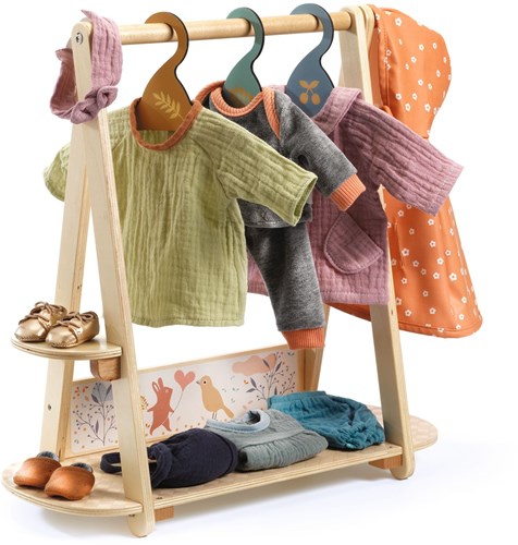 Djeco accessories Large clothes rack doll wardrobe - FSC wood-2
