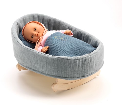 Djeco doll cradle Blue Dream - wooden rocking cradle accessory-3