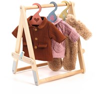 Djeco accessories dolls clothes rack - wooden stand with 3 hangers FSC-2