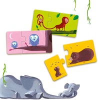 Djeco puzzle animal duo Mom and baby FSC cardboard educational