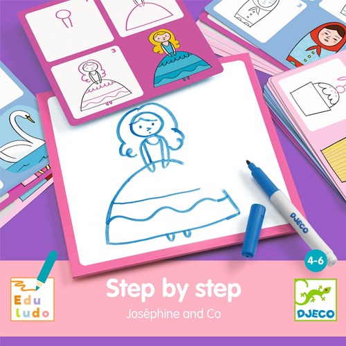 Djeco drawing set Step by Step Joséphine and Co - educational toy-3