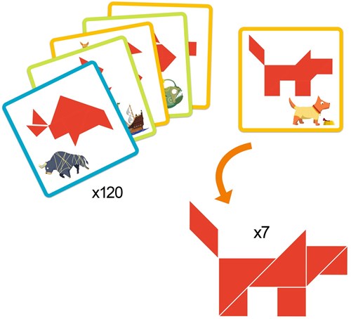 Djeco Tangram wooden puzzle - educational toy FSC MIX
