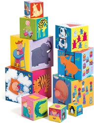 Djeco wooden blocks stacking blocks Funny blocks FSC cardboard