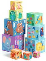 Djeco wooden blocks Rainbow blocks - colorful stacking cubes FSC