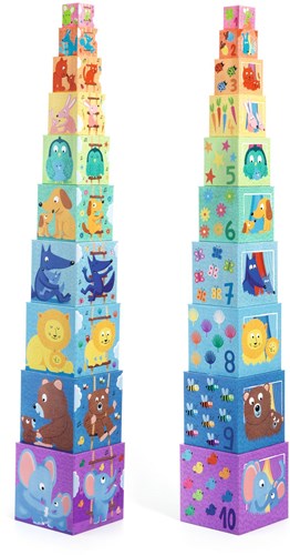 Djeco wooden blocks Rainbow blocks - colorful stacking cubes FSC-2