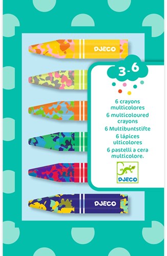 Djeco colours 6 multicoloured crayons for kids-2