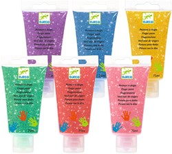 Djeco finger paint set 6 tubes - Glitter colours for kids