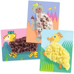 Djeco collage craft set with wool and velcro - creative kit with hat