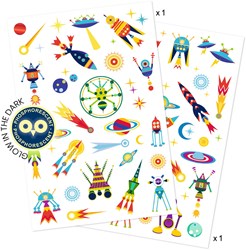 Djeco tattoo Space Oddity - temporary tattoos glow-in-the-dark