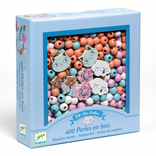 Djeco wooden beads Rainbow jewelry craft set for kids-3