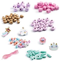 Djeco wooden beads Rainbow jewelry craft set for kids