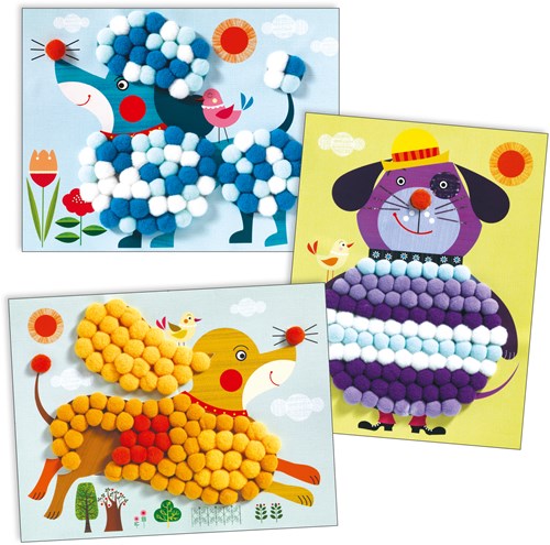 Djeco craft set PomPom Puppies - creative collage dogs