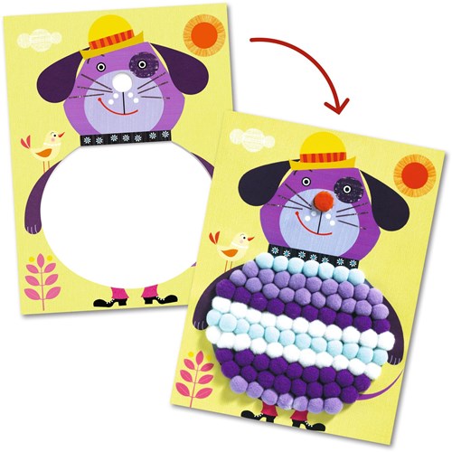 Djeco craft set PomPom Puppies - creative collage dogs-2