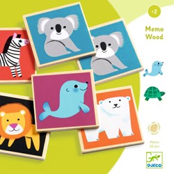 Djeco houten memo spel Wilde Dieren - 32-delig