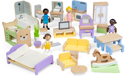 BigJigs dolls house wooden furniture set - toy accessories FSC wood