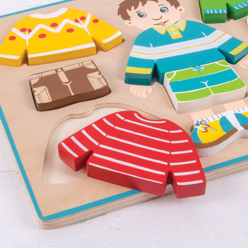 BigJigs wooden puzzle dress up boy educational toy-3