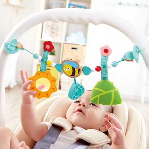 Hape bumblebee pram chain baby toy colourful