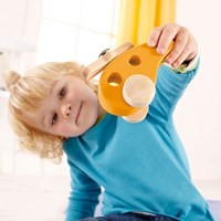 Hape wooden helicopter toy sustainable and colorful