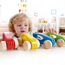 Hape wooden toy car - colorful car for kids aged 3 and up