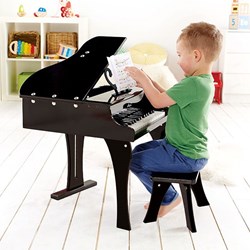 Hape wooden kids piano - black - toy grand piano with 30 keys