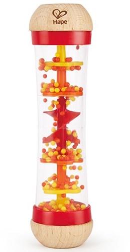 Hape Beaded Rainmaker - Red sensory musical toy-2