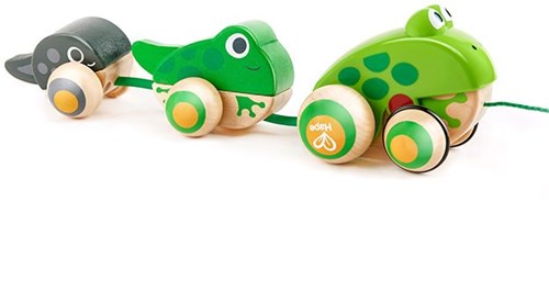 Hape wooden pull-along frog family - toddler motor skills toy-2