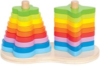Hape Rainbow stacking shapes wooden toy - 19-piece educational set-2